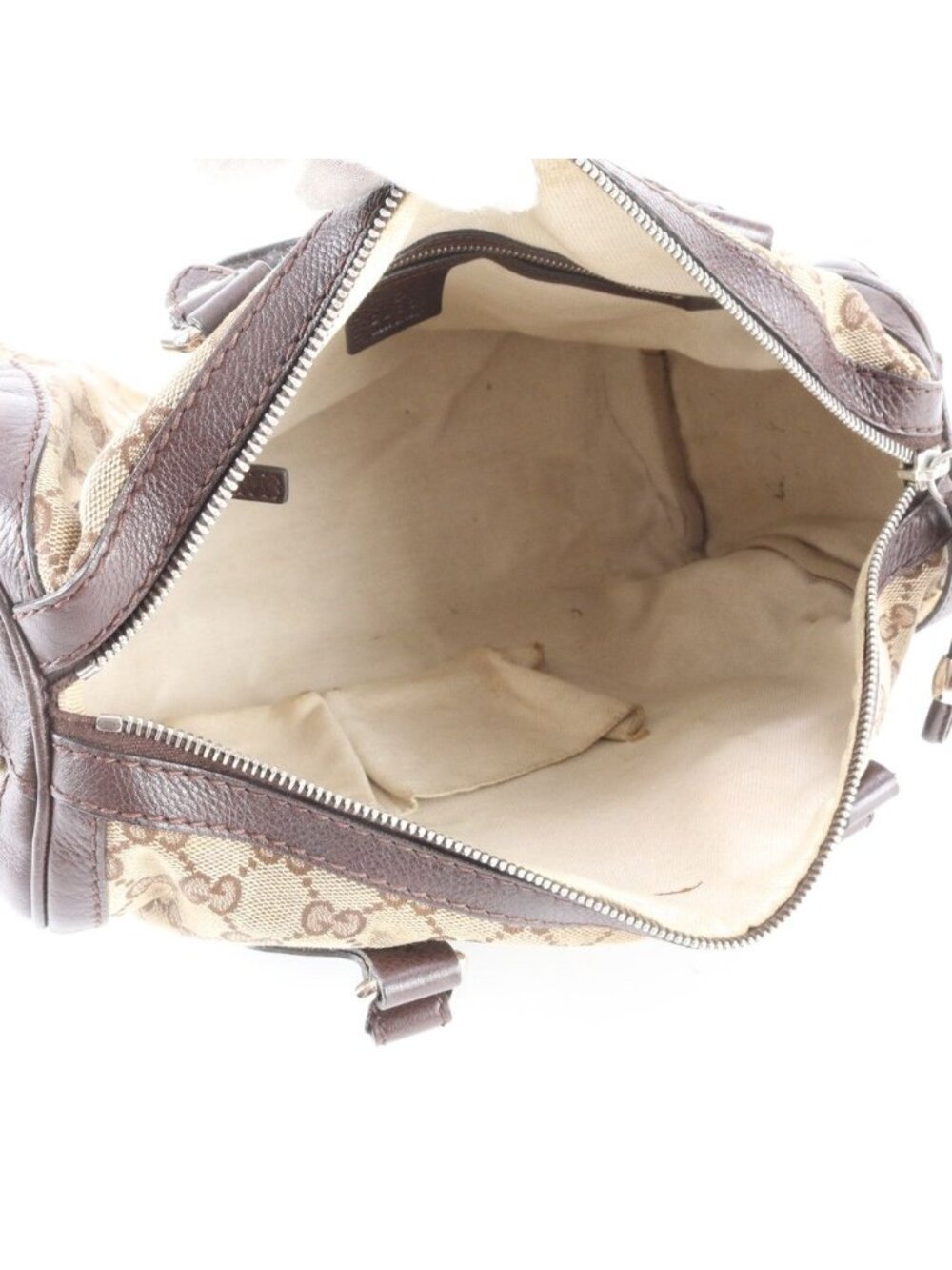 Gucci GG Canvas Techno Tag Mini Boston Leather Handbag Tote - Picture 7 of 9